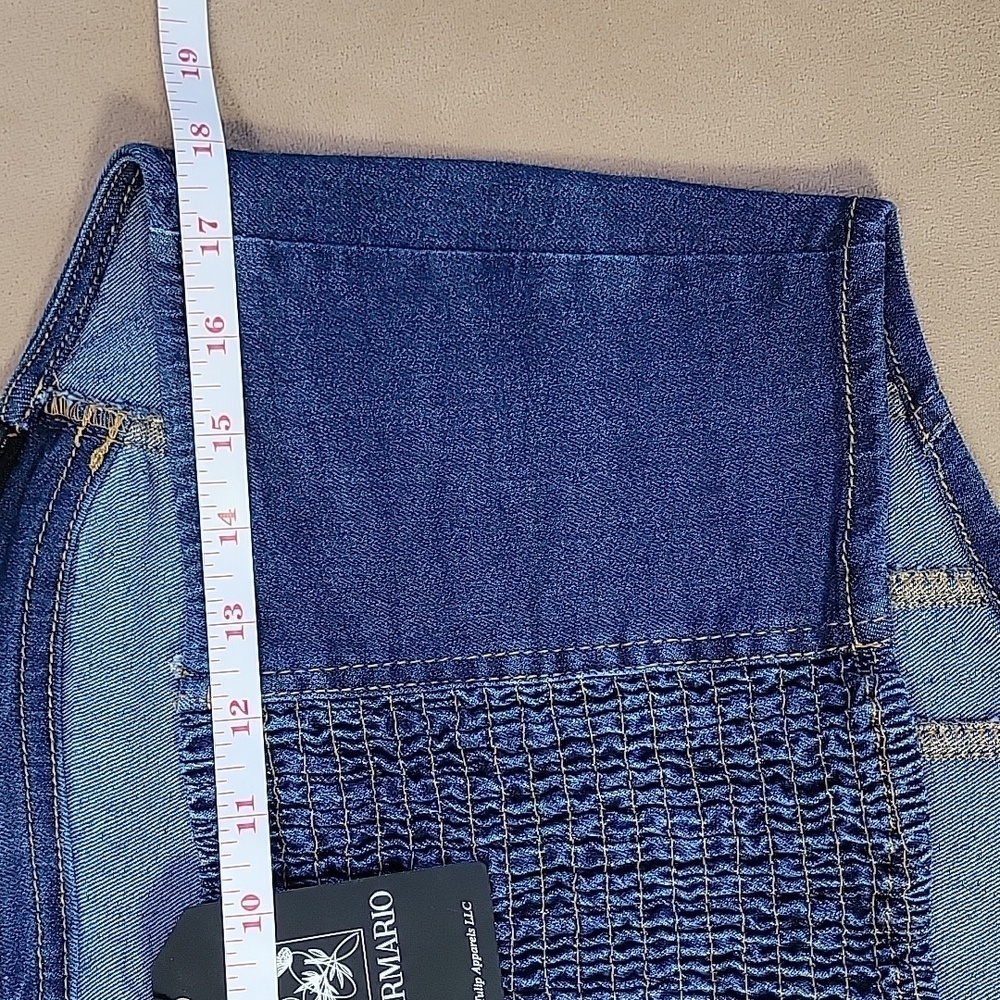 LA Armario Blue Denim Canadian Tuxedo Tube Top Size XLarge NWT - Picture 3 of 7